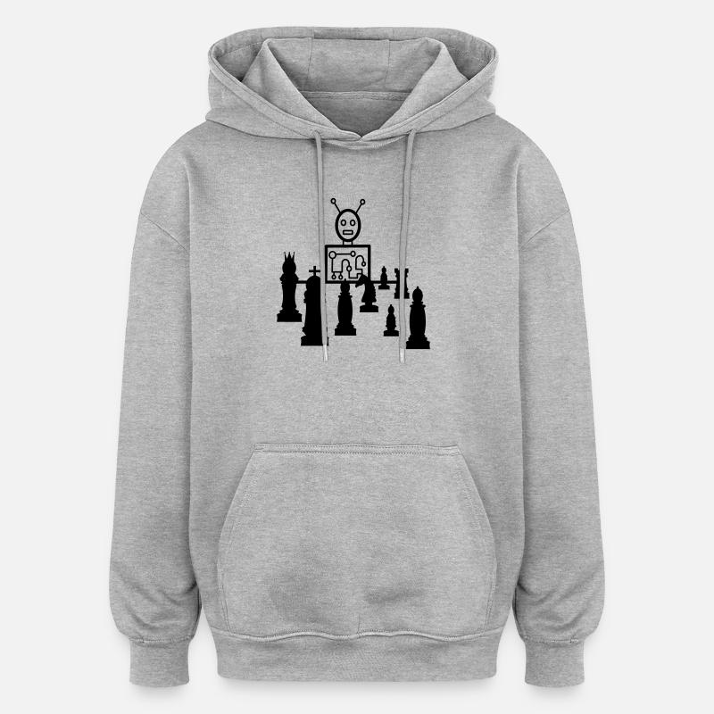 schach computer - Oversized Unisex Hoodie - Grau meliert