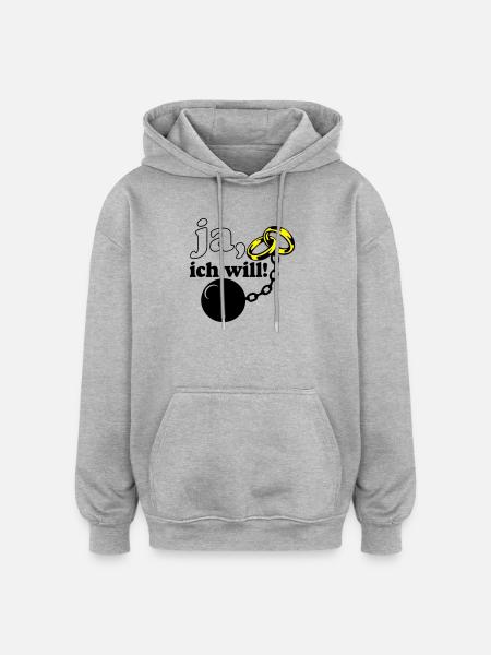 Junggesellenabschied , JGA ja ich will (25) - Oversized Unisex Hoodie - Grau meliert