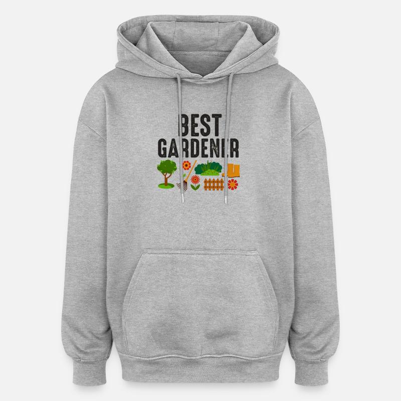 Meilleur jardinier - Sweat à capuche oversize unisexe - gris chiné