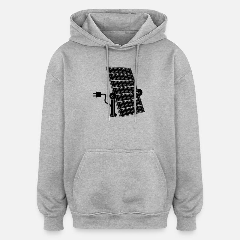 Solarpanel mit Stecker - Oversized Unisex Hoodie - Grau meliert