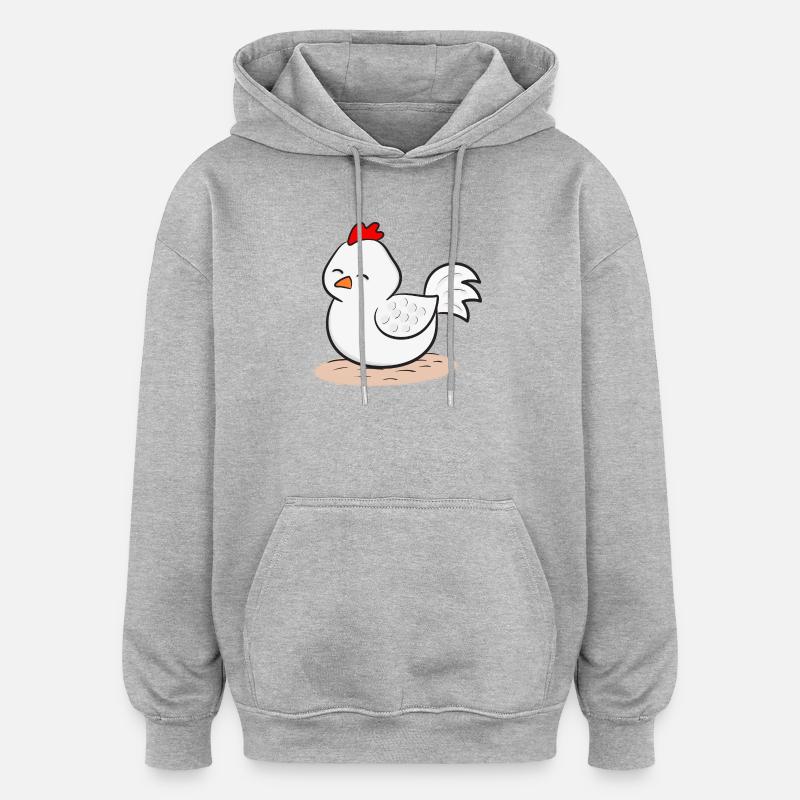 Poulets - Sweat à capuche oversize unisexe - gris chiné