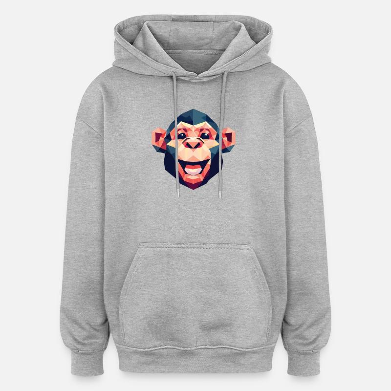Polygon Monkey - Oversized Unisex Hoodie - heather grey