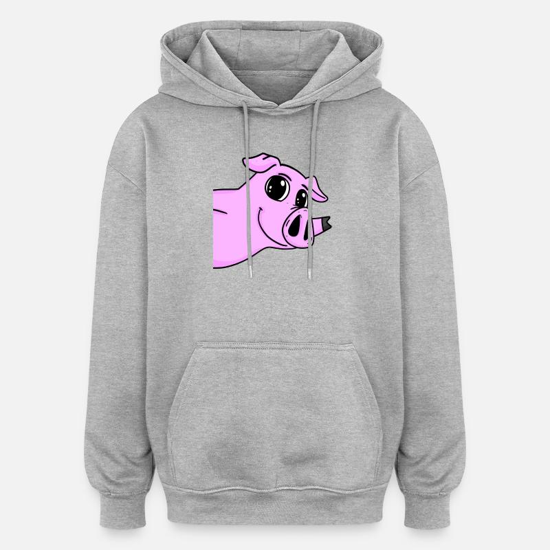 Salutation des cochons - Sweat à capuche oversize unisexe - gris chiné