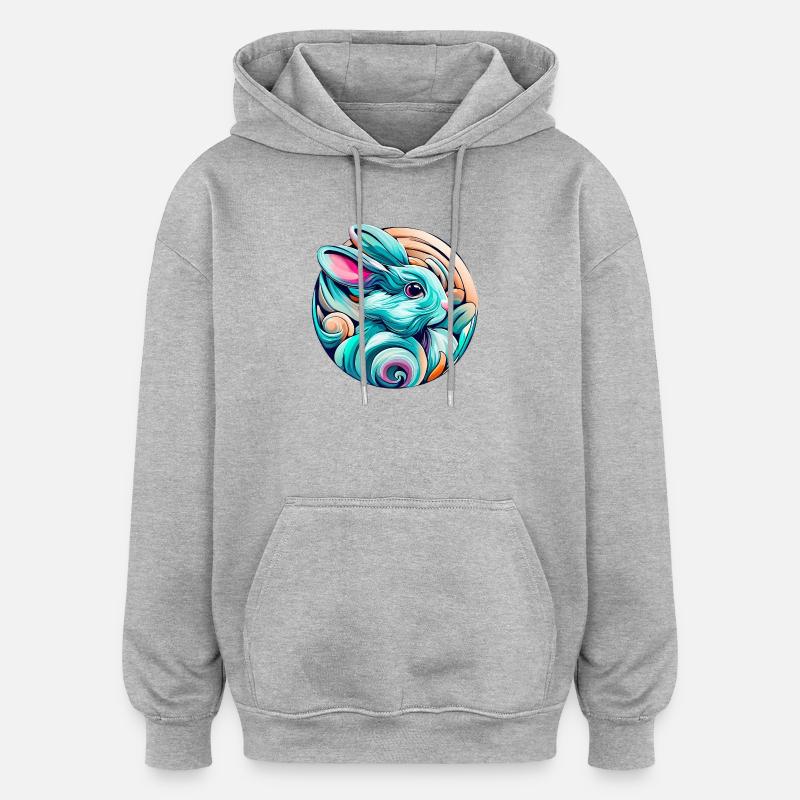 Lapin - Sweat à capuche oversize unisexe - gris chiné