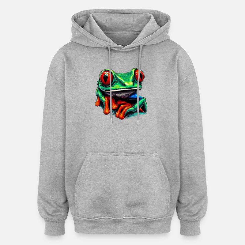 Rotäugiger Laubfrosch - Oversized Unisex Hoodie - Grau meliert