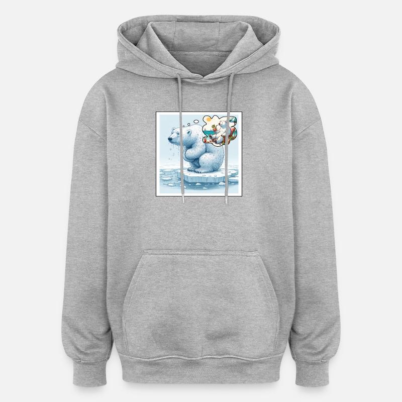 Eisbär - Oversized Unisex Hoodie - Grau meliert