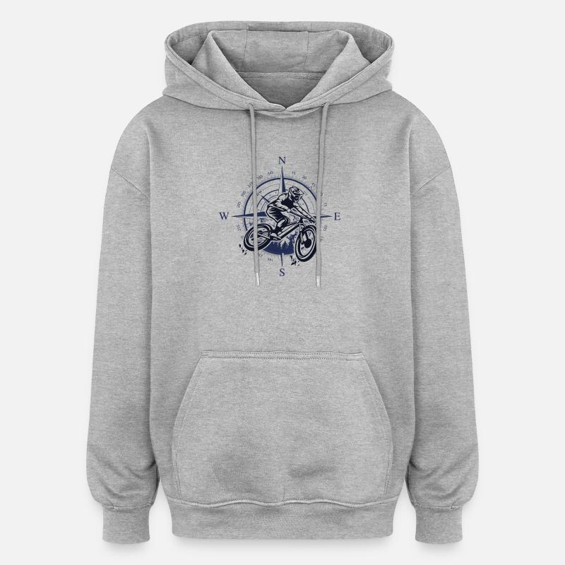 Moto Compass Rider - Sweat à capuche oversize unisexe - gris chiné
