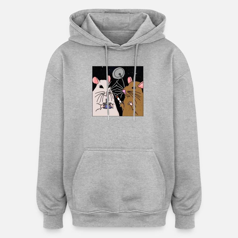 Fumer des rats dans l’espace. - Sweat à capuche oversize unisexe - gris chiné