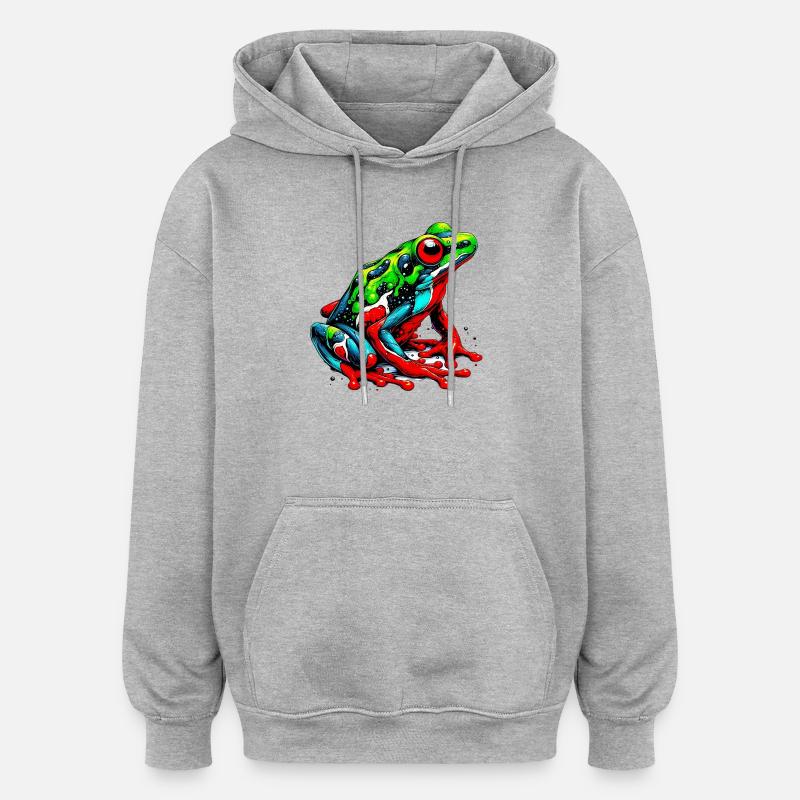 Grenouille - Sweat à capuche oversize unisexe - gris chiné