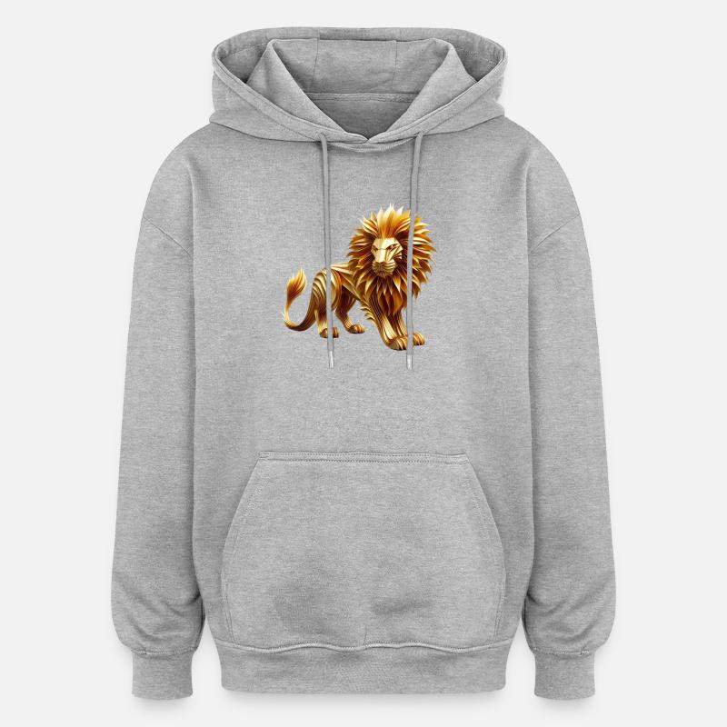 Lion d’or - Sweat à capuche oversize unisexe - gris chiné