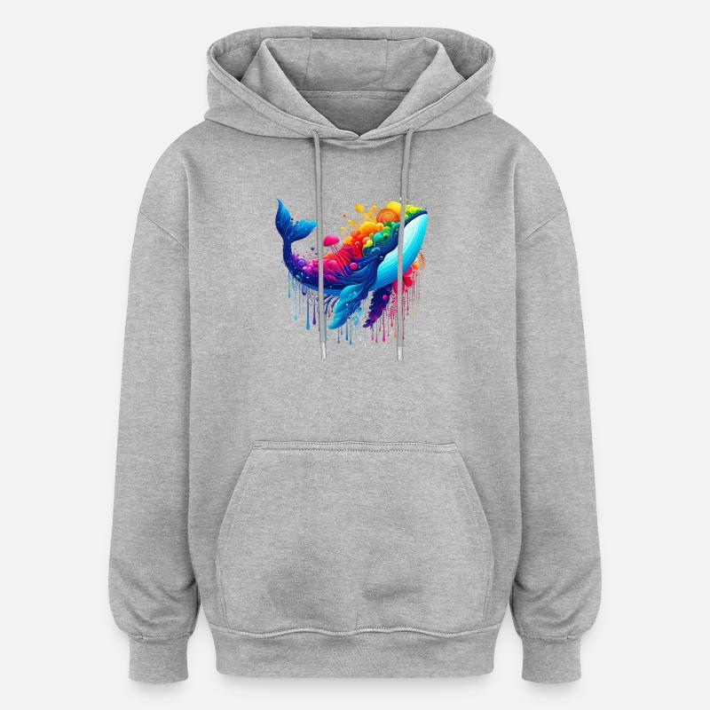 Wal - Oversized Unisex Hoodie - Grau meliert