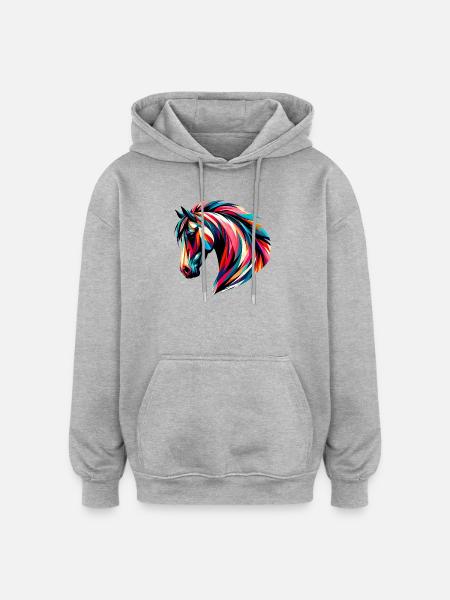 Cheval - Sweat à capuche oversize unisexe - gris chiné