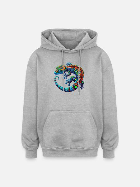 Gecko - Oversized Unisex Hoodie - heather grey