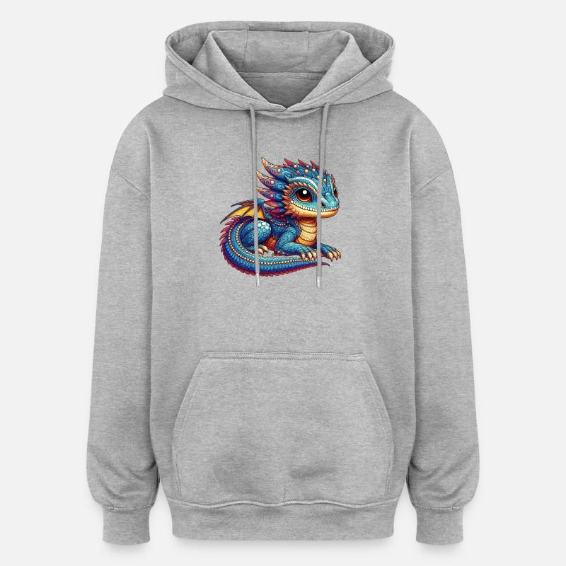 Dragon - Sweat à capuche oversize unisexe - gris chiné