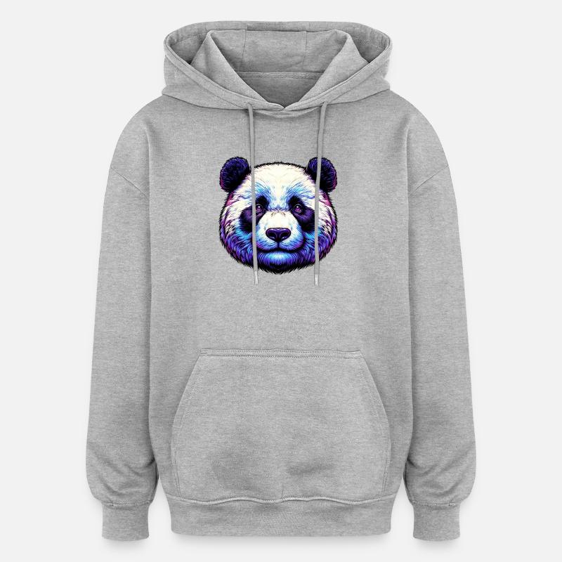 Panda - Sweat à capuche oversize unisexe - gris chiné