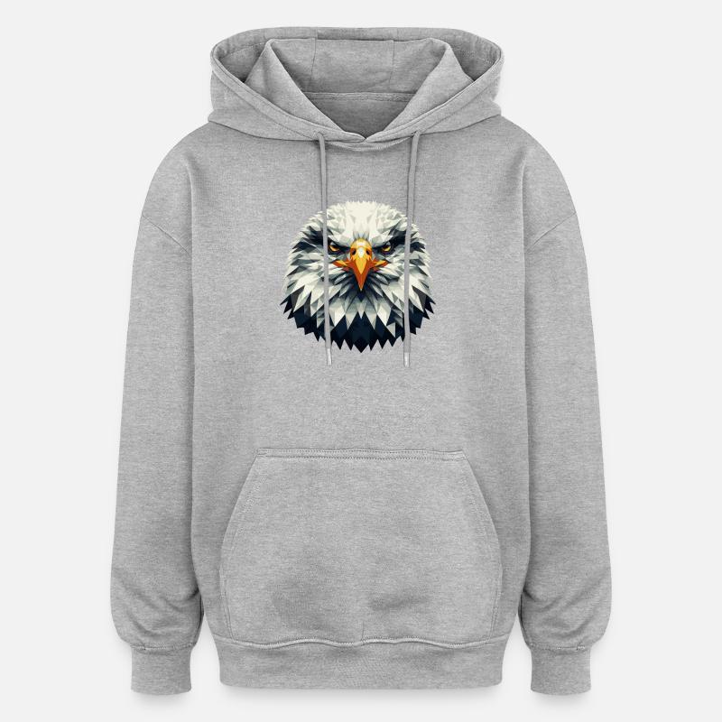 Geometric Eagle Head – Polygonal - Oversized Unisex Hoodie - heather grey