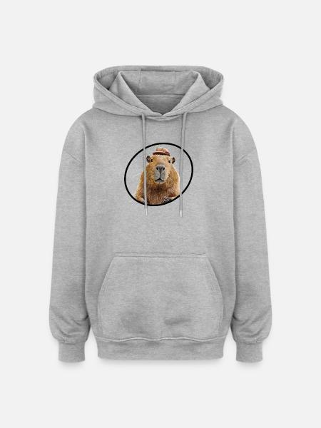 Cabybara - Oversized Unisex Hoodie - Grau meliert