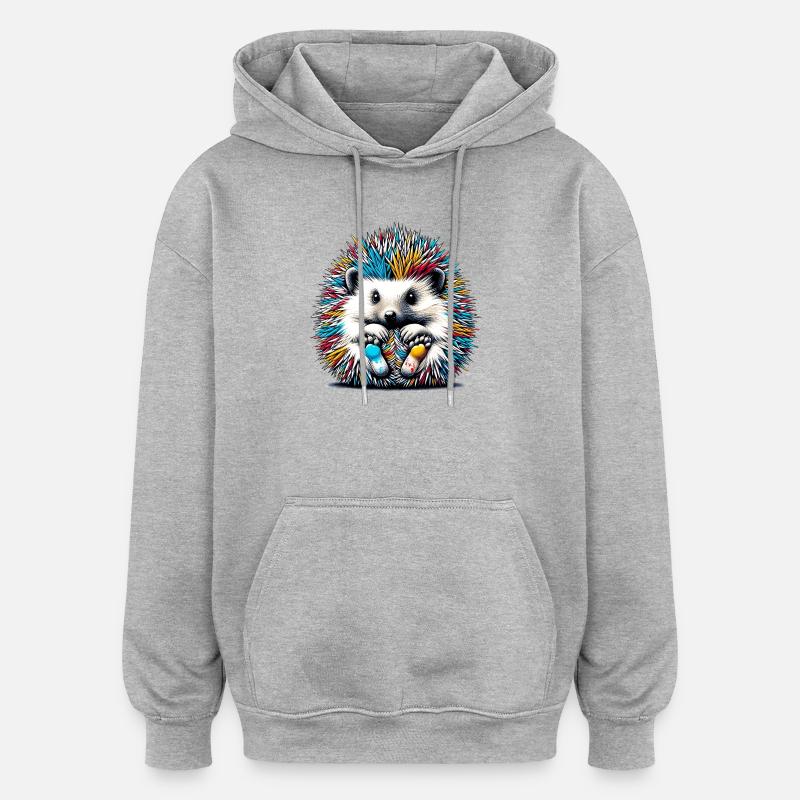 Igel - Oversized Unisex Hoodie - Grau meliert