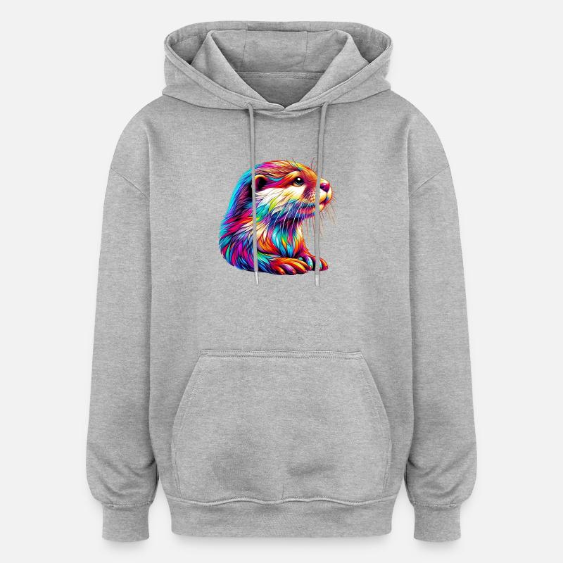 Loutre - Sweat à capuche oversize unisexe - gris chiné