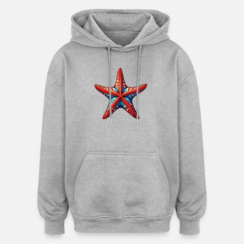Seestern - Oversized Unisex Hoodie - Grau meliert