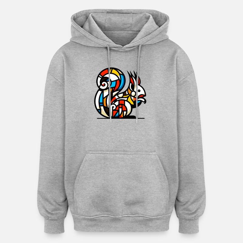 Eichhörnchen - Oversized Unisex Hoodie - Grau meliert