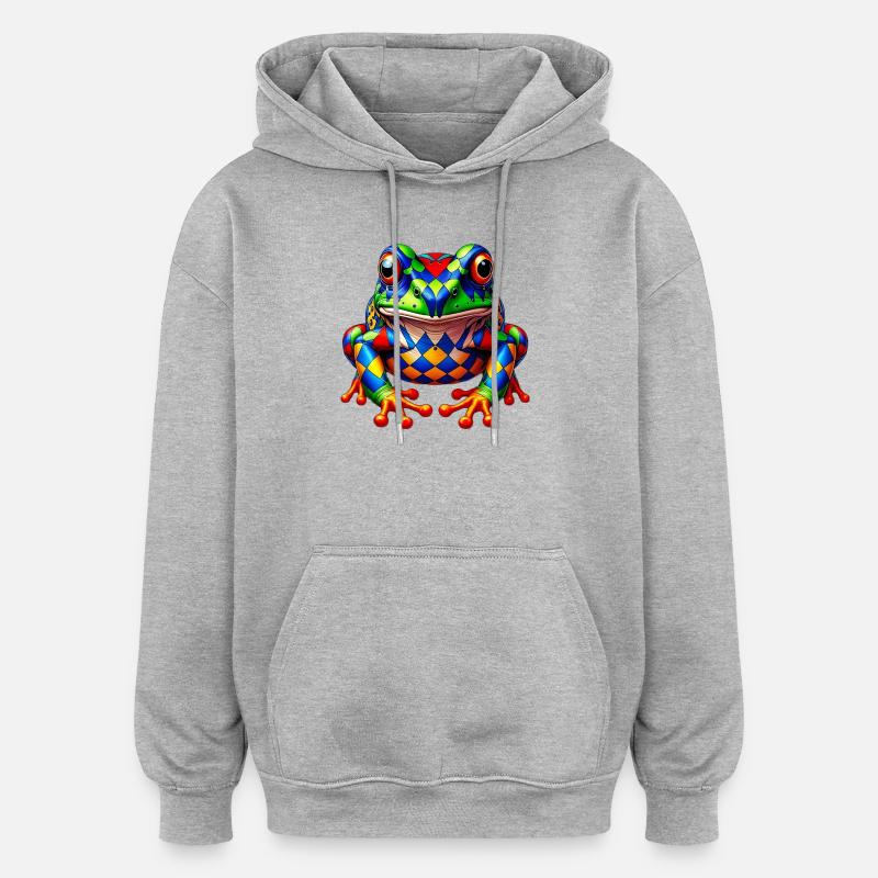 Grenouille - Sweat à capuche oversize unisexe - gris chiné