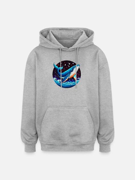 Baleine - Sweat à capuche oversize unisexe - gris chiné