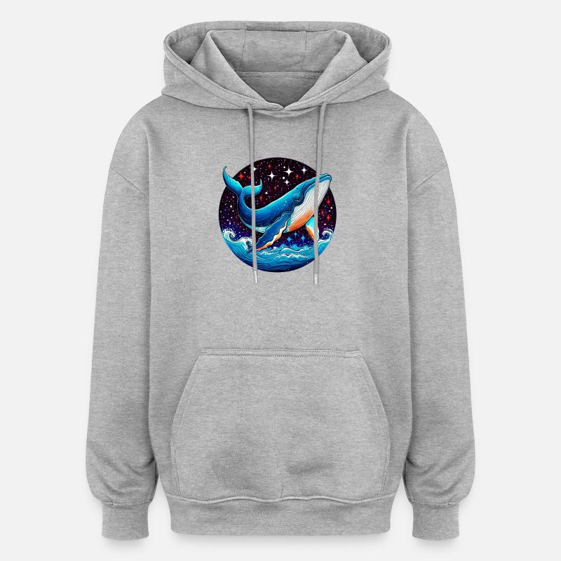 Baleine - Sweat à capuche oversize unisexe - gris chiné