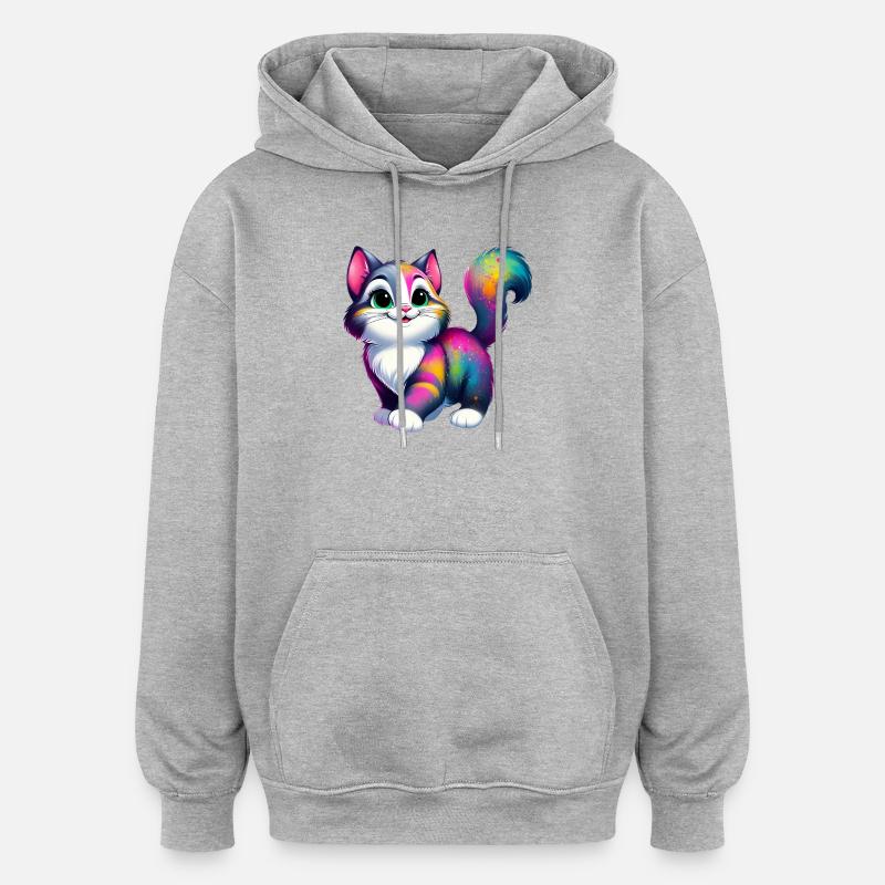 Katze - Oversized Unisex Hoodie - Grau meliert