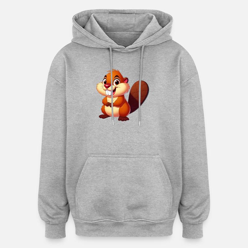 Castor - Sweat à capuche oversize unisexe - gris chiné