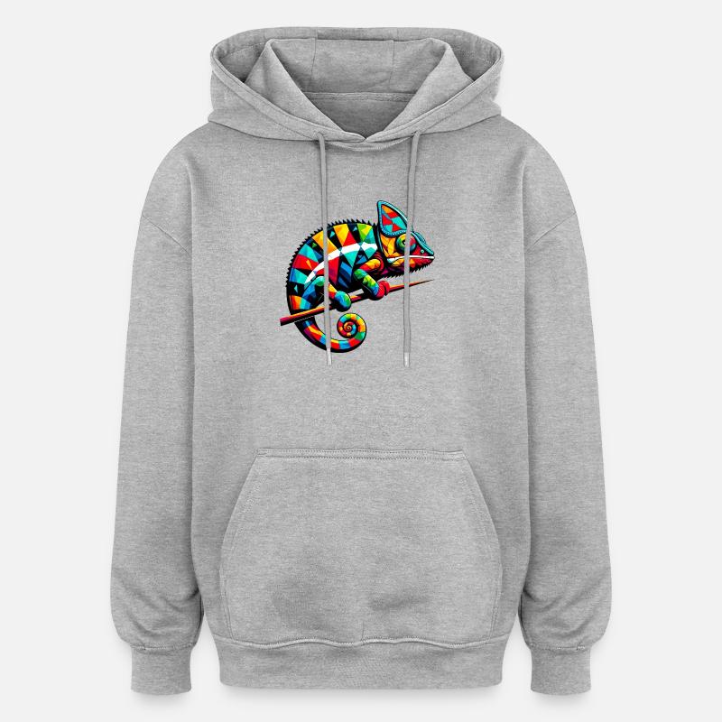 Caméléon arlequin - Sweat à capuche oversize unisexe - gris chiné