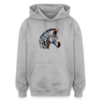 Zèbre polygonal - Sweat à capuche oversize unisexe - gris chiné - Devant - Noah (186cm)