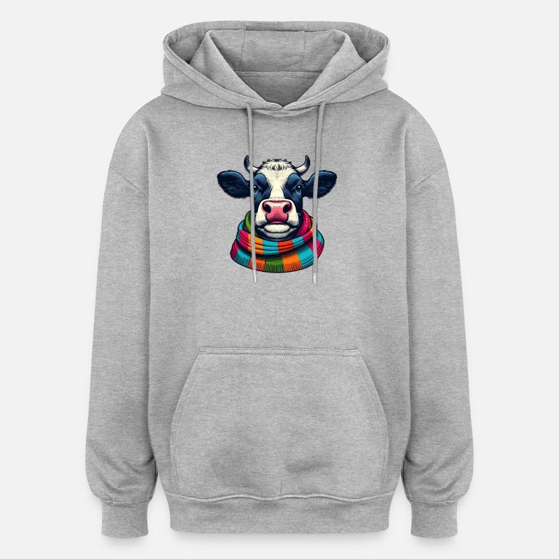 Vache - Sweat à capuche oversize unisexe - gris chiné