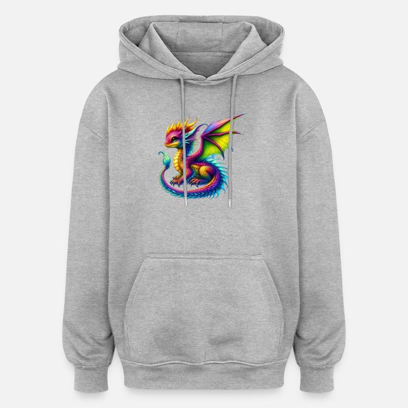 Drache - Oversized Unisex Hoodie - Grau meliert