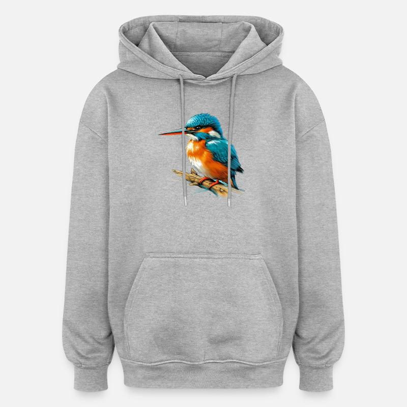 Martin-pêcheur - Sweat à capuche oversize unisexe - gris chiné