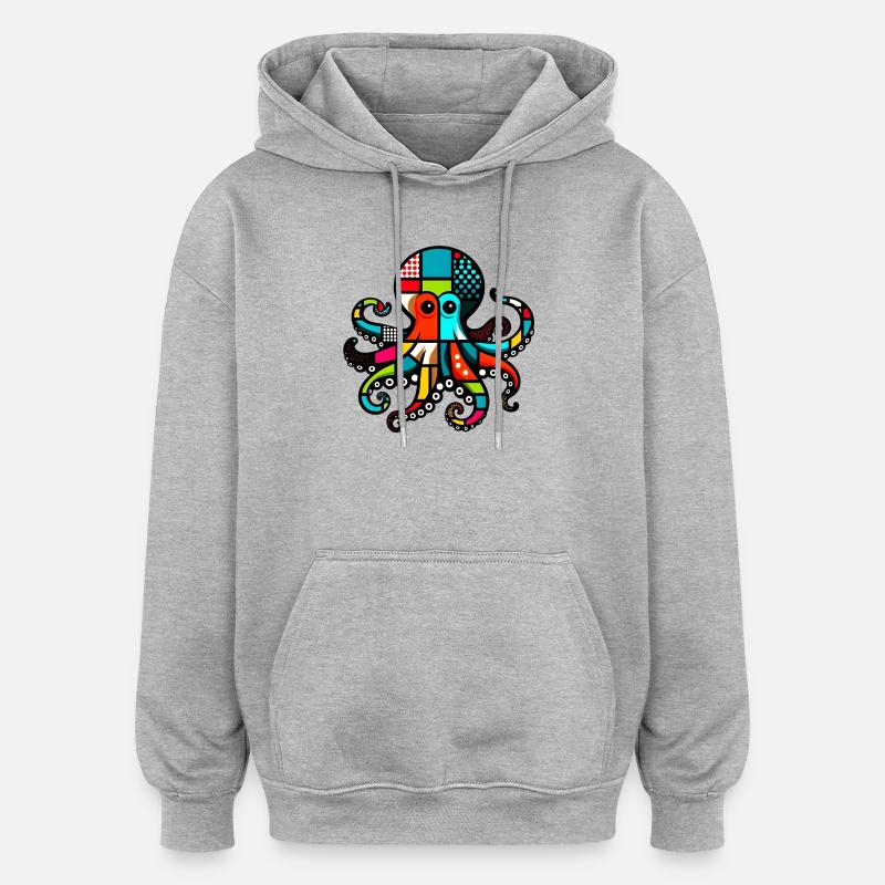 Pieuvre - Sweat à capuche oversize unisexe - gris chiné