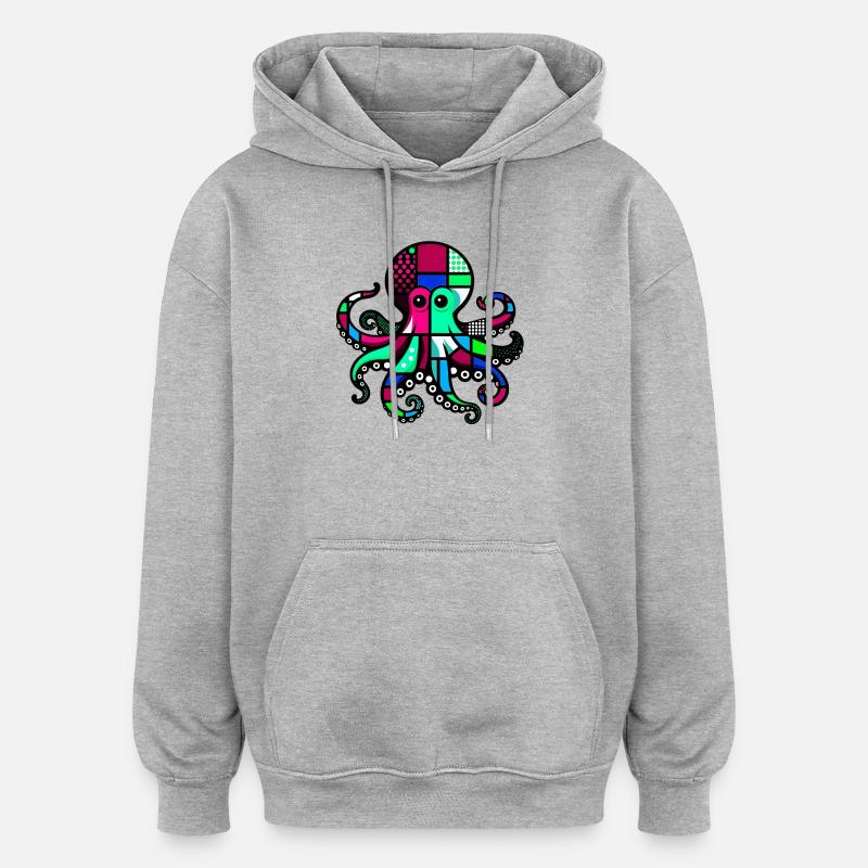 Octopus - Oversized Unisex Hoodie - heather grey