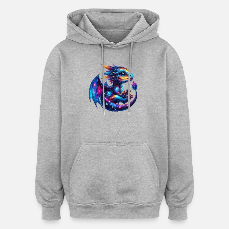 Dragon - Sweat à capuche oversize unisexe - gris chiné