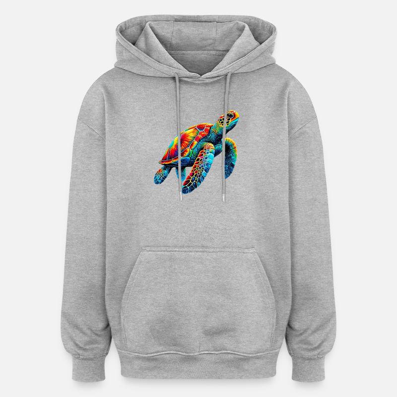 Tortue - Sweat à capuche oversize unisexe - gris chiné