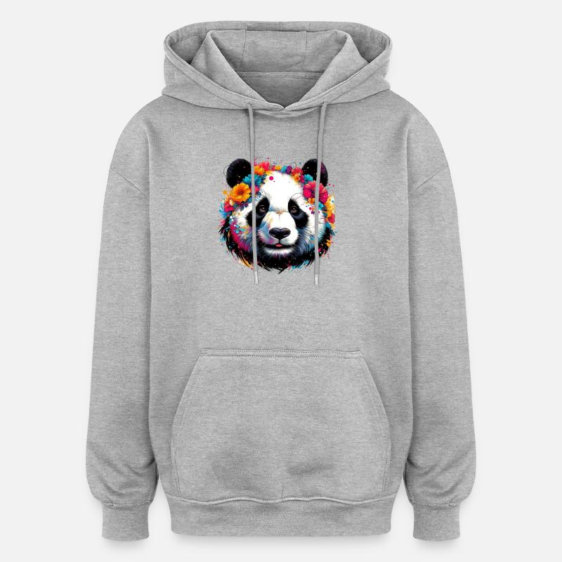 Panda - Sweat à capuche oversize unisexe - gris chiné