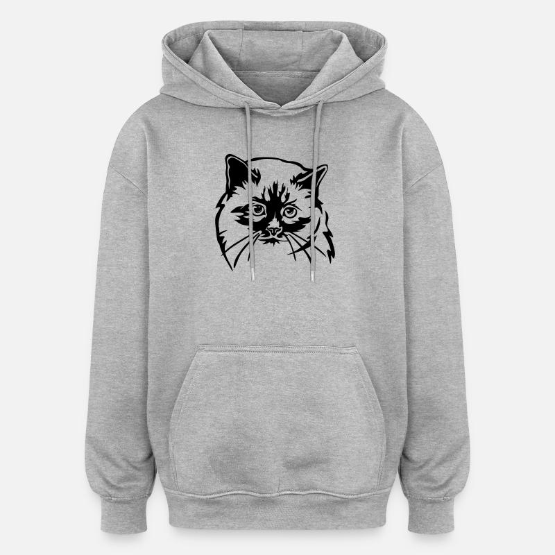 Birma Katze - Oversized Unisex Hoodie - Grau meliert