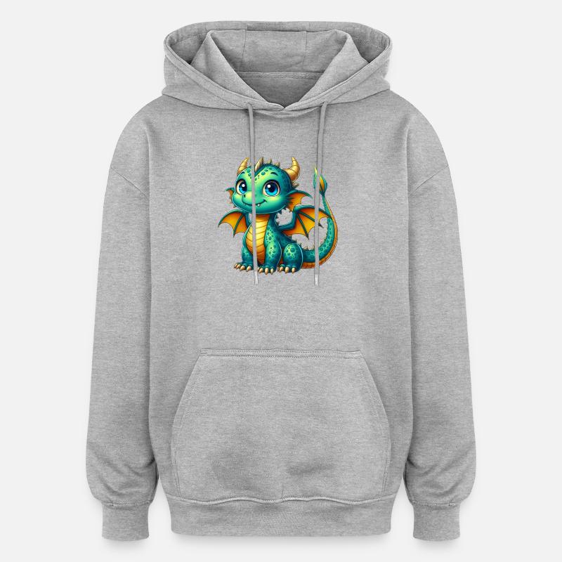 Dragon - Sweat à capuche oversize unisexe - gris chiné