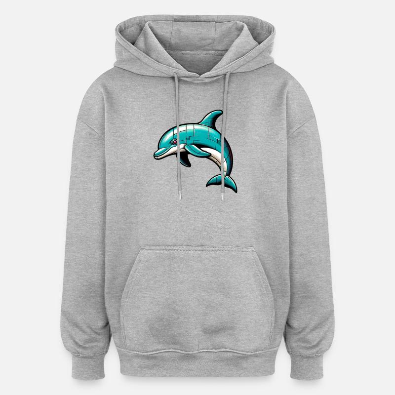 Dauphin - Sweat à capuche oversize unisexe - gris chiné