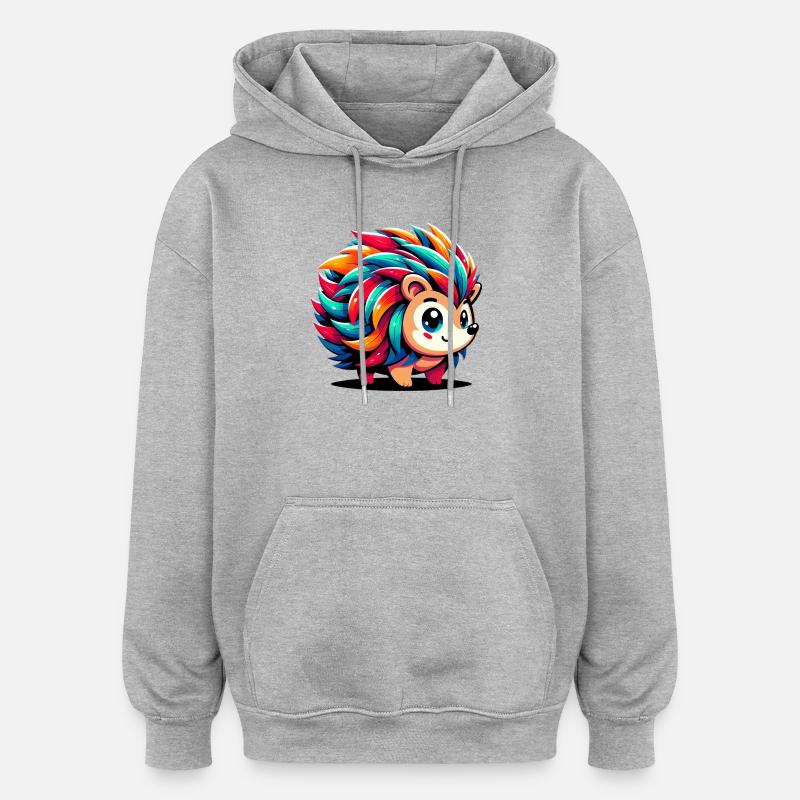 Hérisson - Sweat à capuche oversize unisexe - gris chiné