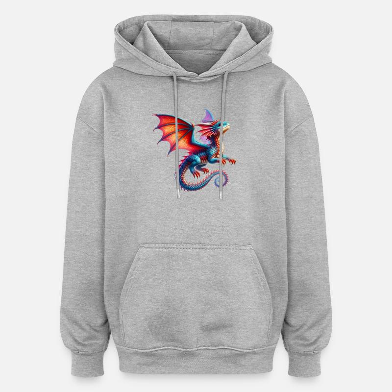 Dragon - Sweat à capuche oversize unisexe - gris chiné