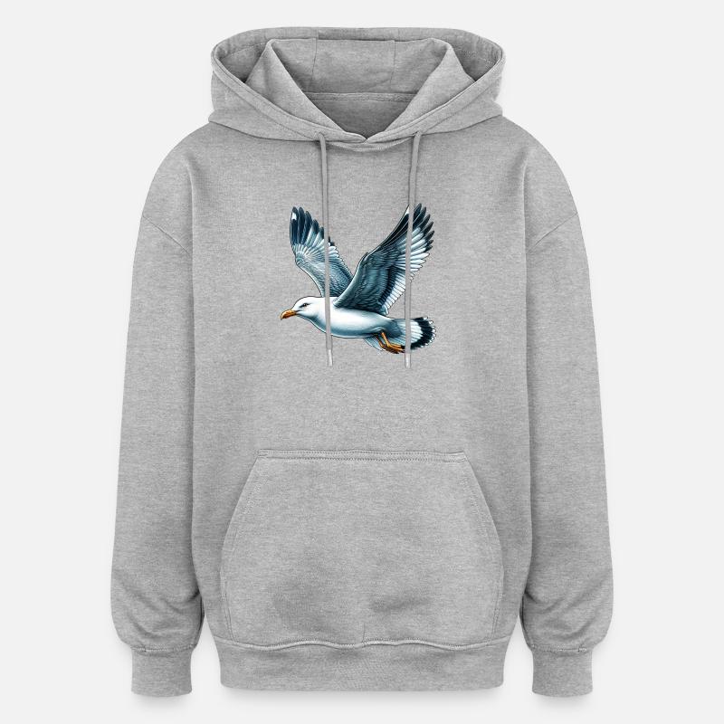 Mouette - Sweat à capuche oversize unisexe - gris chiné