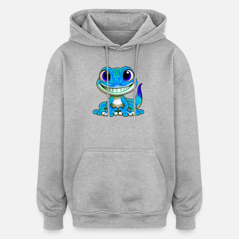 Gecko - Sweat à capuche oversize unisexe - gris chiné