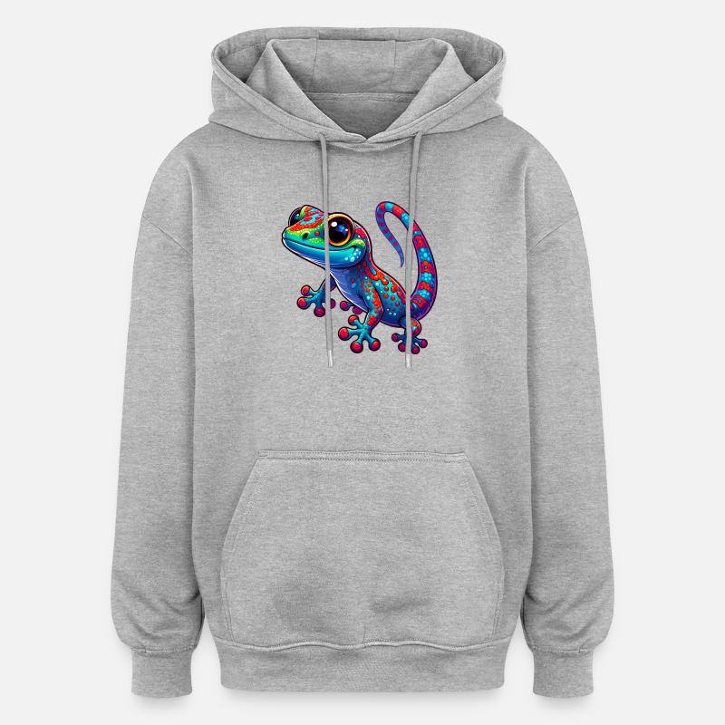Gecko - Sweat à capuche oversize unisexe - gris chiné
