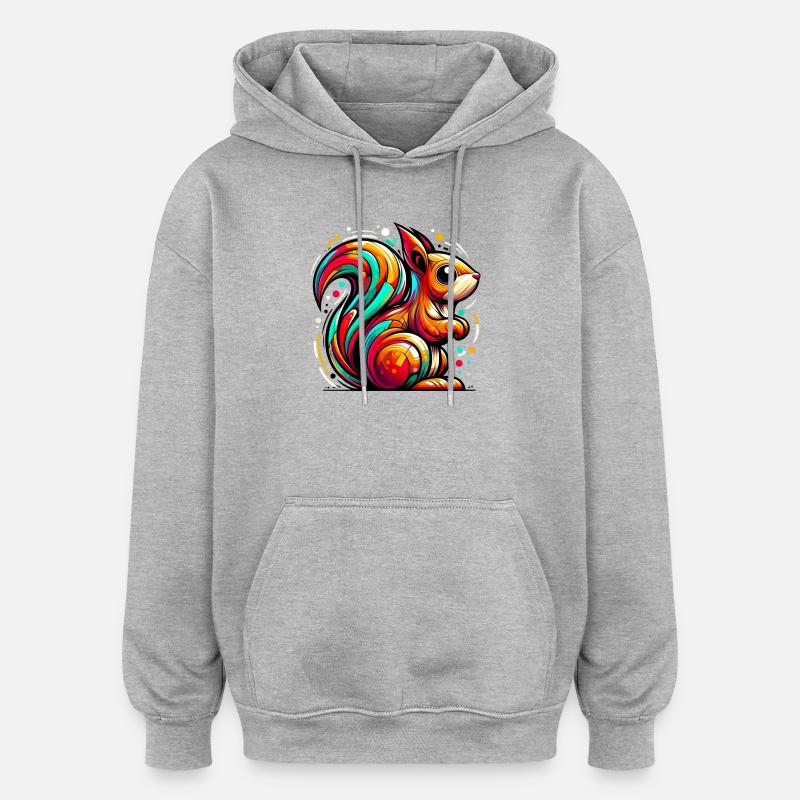 Écureuil - Sweat à capuche oversize unisexe - gris chiné