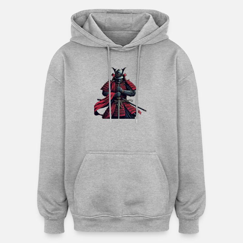 Bushido du guerrier samouraï - Sweat à capuche oversize unisexe - gris chiné
